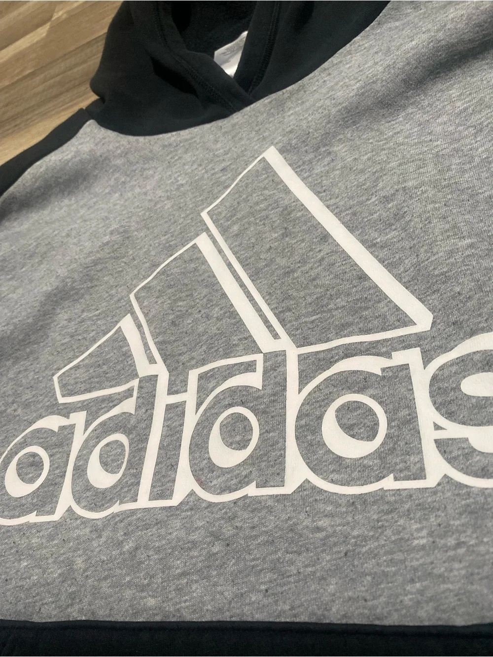 adidas Black & Gray Pullover Hoodie with Large Logo